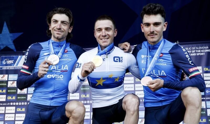 Evenepoel soffia al fotofinish il titolo europeo Elite a Ciccone, terzi Scaroni