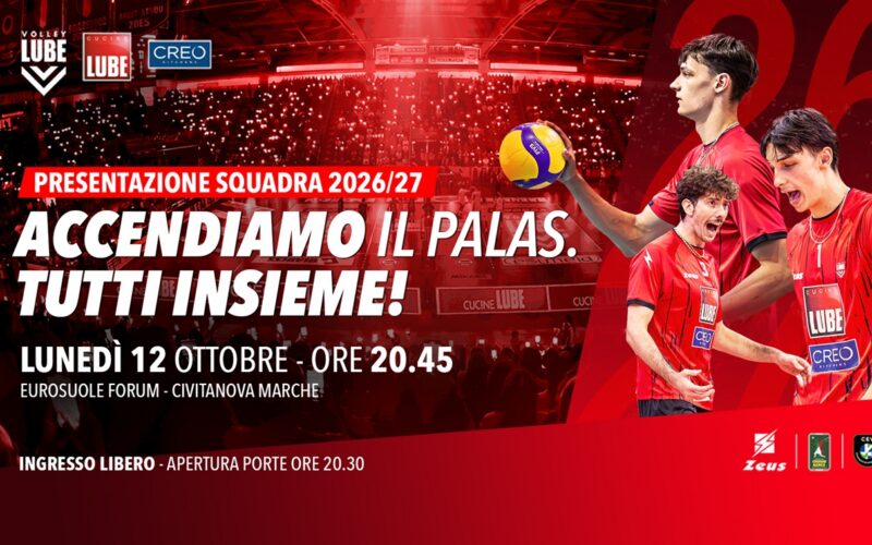 La Lube Volley presenta la squadra 2026/27 all’Eurosuole Forum il 12 ottobre